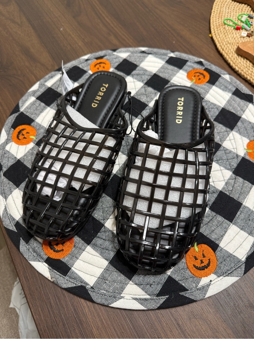 torrid Black Woven Jelly Slide Sandals